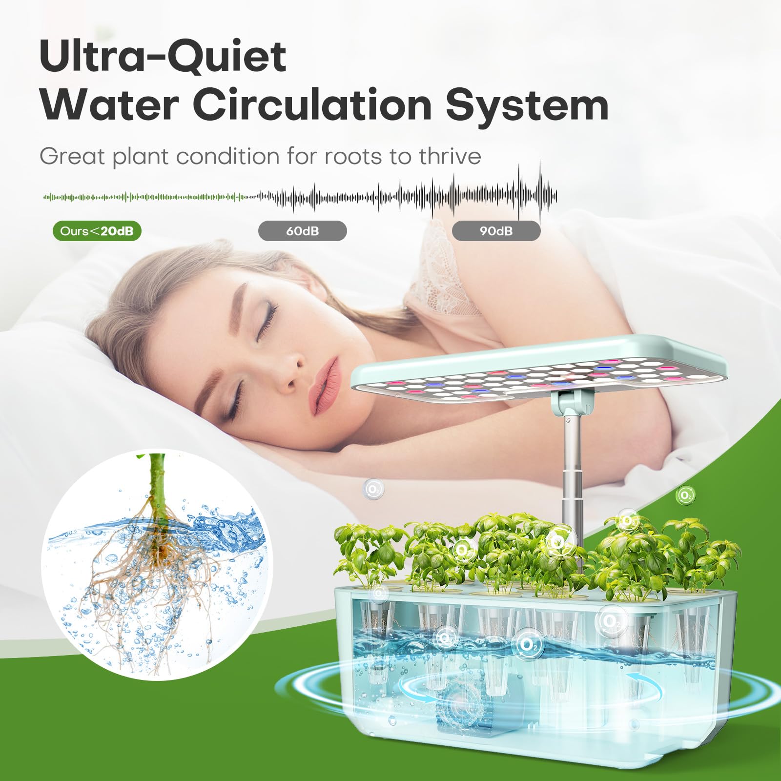 Ahopegarden System uprawy hydroponicznej do ogrodu wewnętrznego, 10 strąków, zestaw do kiełkowania roślin, aeroponika ziołowa, warzywa, lampa do wzrostu ze światłem LED, doniczka hydroponiczna