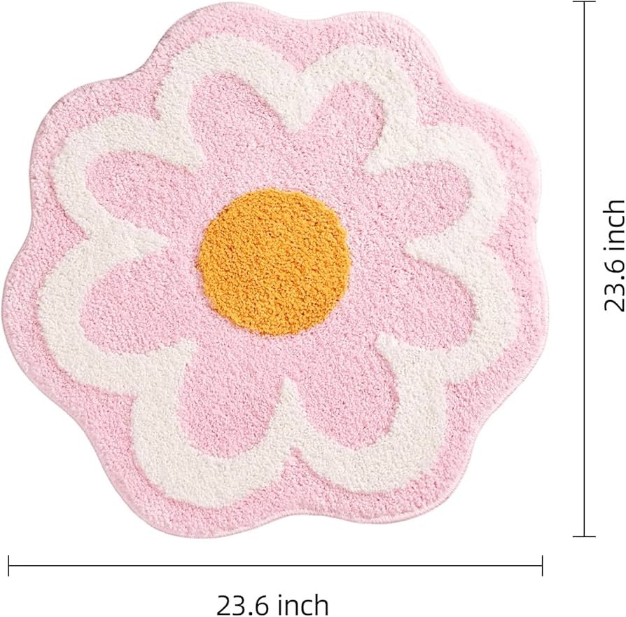 Flower Floor Mat / Pink × White Amazon.com: TRUEDAYS Cute Pink Flower Bath Mat, Machine Washable