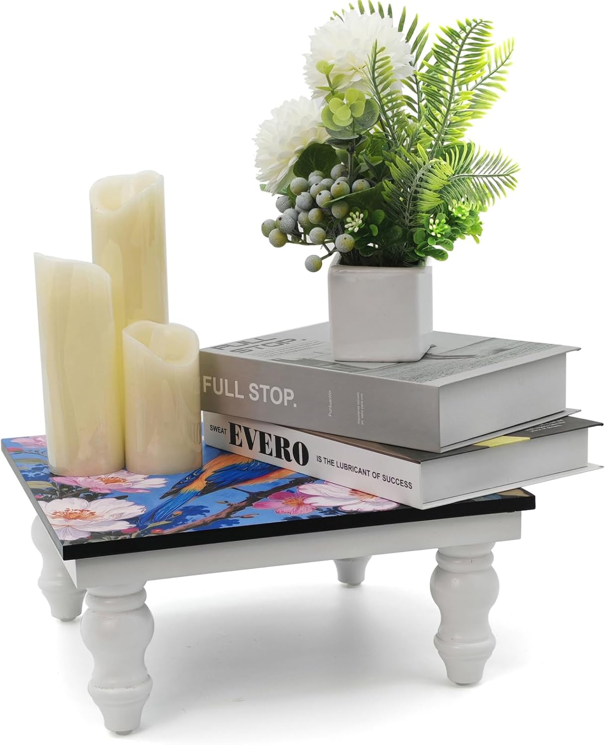 Wooden Rustic Riser Display Stand, Pedestal Tiered Tray Décor, Wooden Riser Decorative Tray for Kitchen Island, Dining Room, Coffee Bar, Bathroom (BLUE 01)