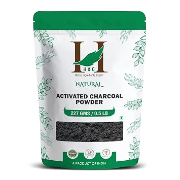 H&C Herbal Ingredients Expert Activated Charcoal Powder 227 gm / 0.5 lb |for Teeth Whitening & Face Mask | Supports Clear Skin by Removing Impurities & Excess Oil
