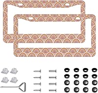 Vista 6 de 2 piezas Treat People with Kindness marcos para placa de matrícula, cubiertas y soportes de acero inoxidable con tapones de tornillo y juego