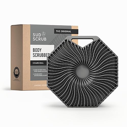 Sud Scrub® Antimicrobial Silicone Body Scrubber, Exfoliating Body Brush for
