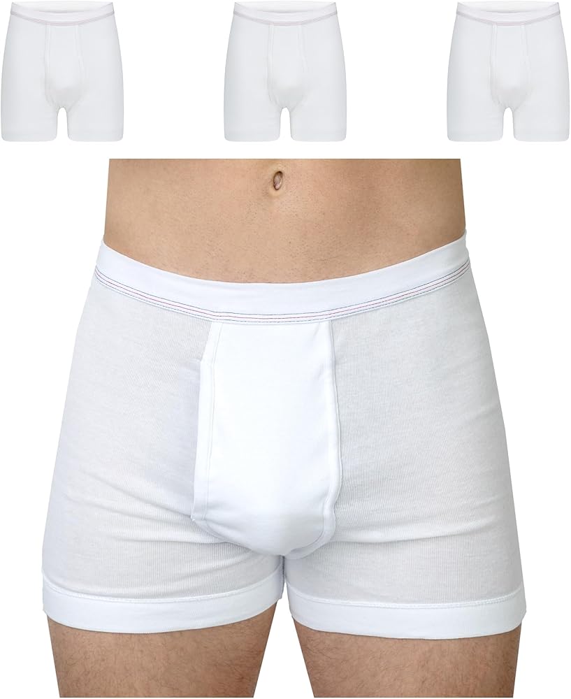 SES 3/4 - Mutande Lunghe Uomo A Costine, Confezione Da 2, Con Apertura, Dalla S Alla 4XL, In Cotone E Misto Cotone, Bianco, Taglia M - 6