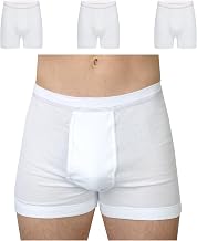 SES Fine Rib Men's Underpants White Pack of 3 Made of 100% Cotton S - 4XL / Boil-Proof Men's Underwear with Fly and Soft Waistband / Underwear Men Made of High-Quality Fine Rib