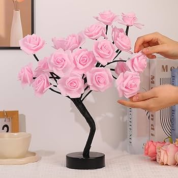 Drawelry Rose Flower Tree Lamp - LED Rose Tree Table Lamp USB