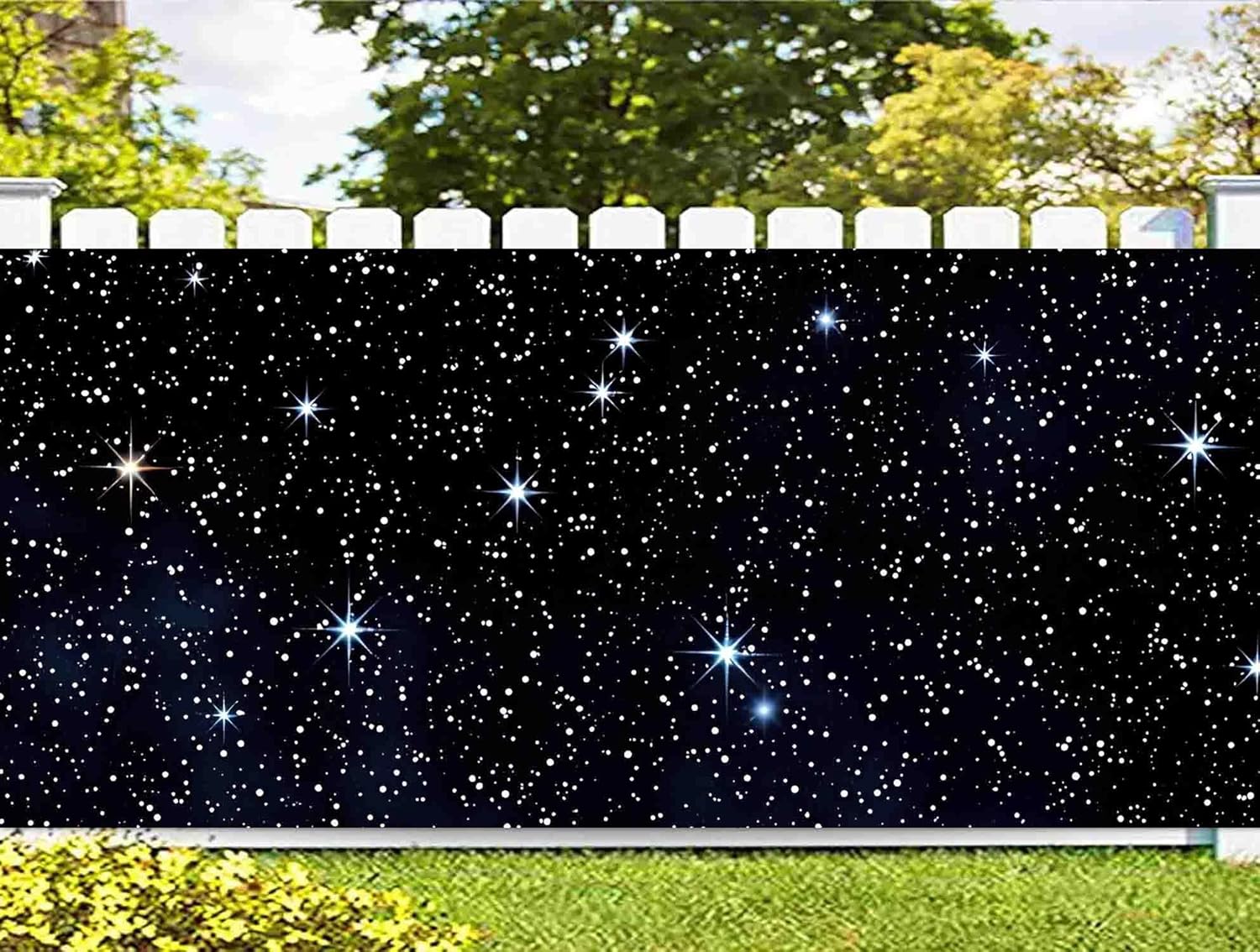 7X16ft Starry Night Sky Garage Door Decoration Background Cosmic Galaxy Outer Universe Space Theme Photography Backdrops Kids Children Birthday Banner Decor Baby Shower Banner Cover