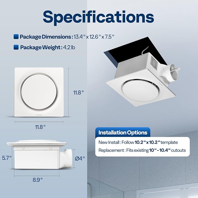 Extractor de baño Vivohome sin luz 110CFM miniatura 8