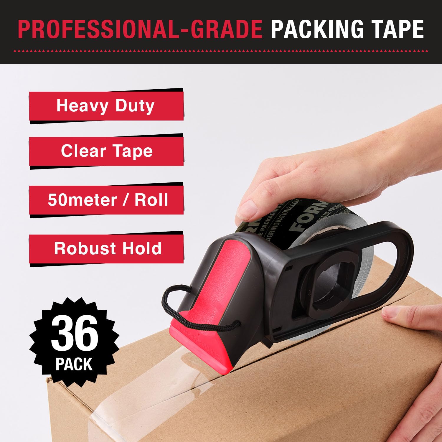 Pro-Grade Klebeband, 1 Rolle, strapazierfähig, selbstklebend, für Gewerbe, Umzug, Karton und Verpackung, Dichtungsband, 48 mm x 50 m pro Rolle