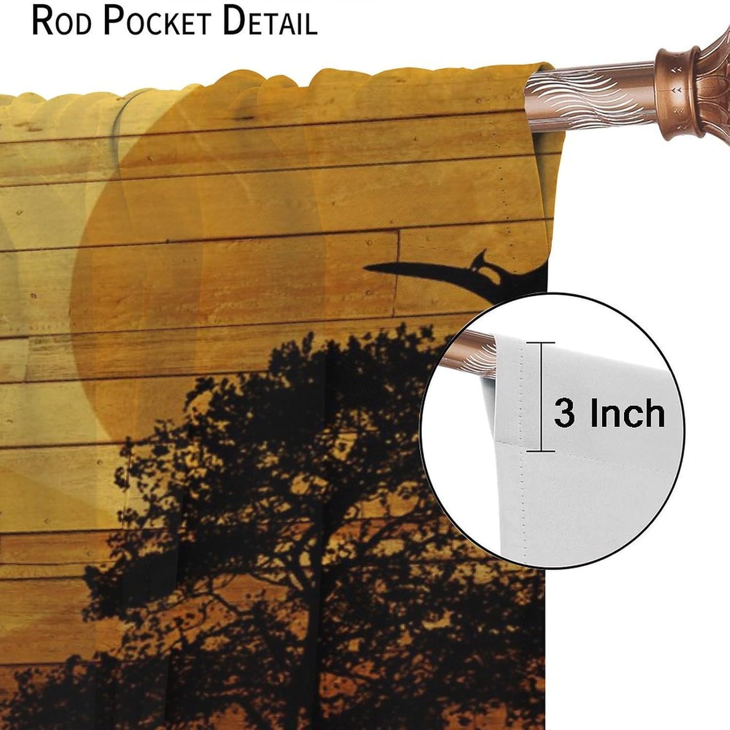 Brebasf Rustic Dinosaur Silhouette Curtains for Living Room Abstract Old Wooden Board Jungle Animals Dino Prints Thermal Insulated Rod Pocket Blackout Curtains/Drapes 2 Panels 84" L x 42" W