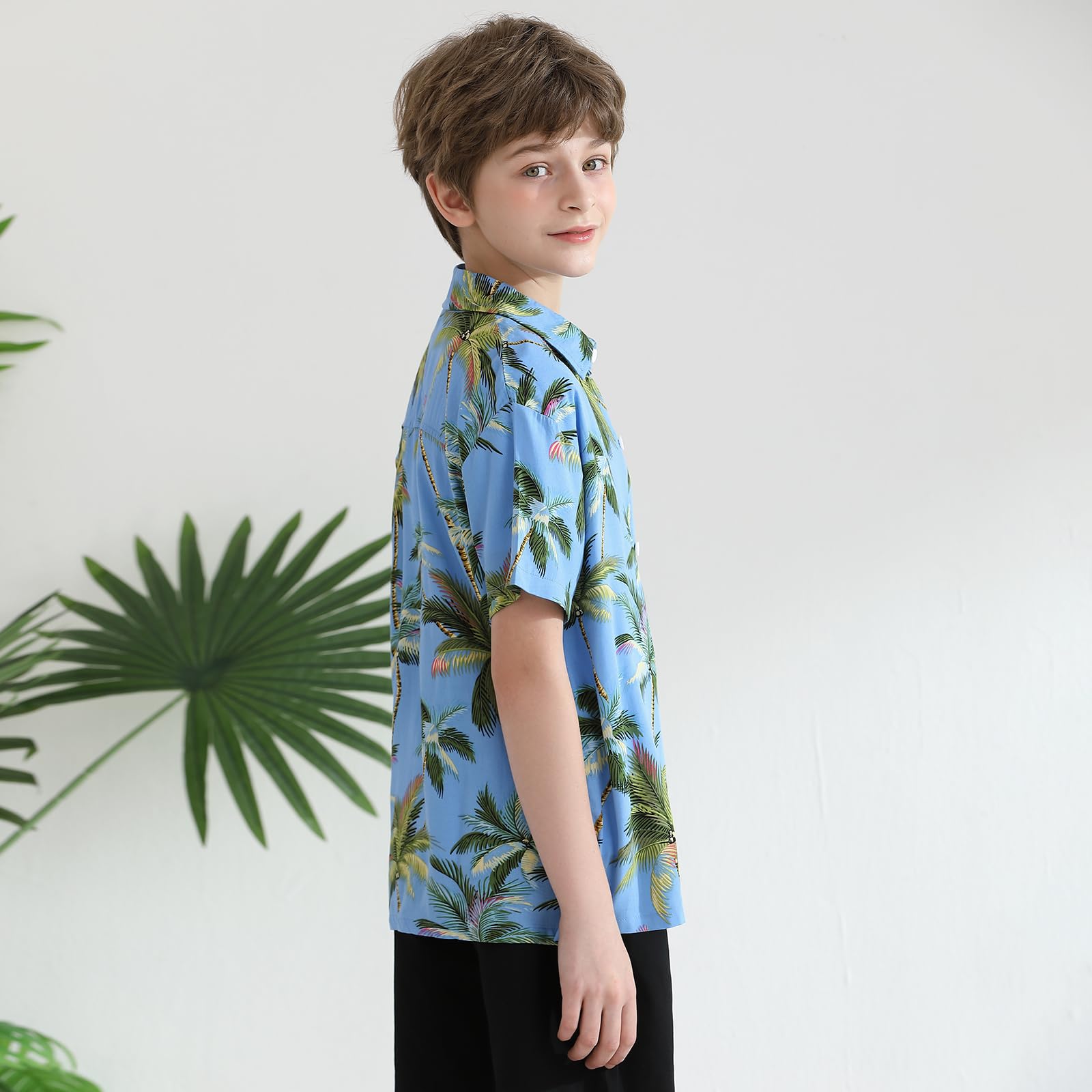 Camicie hawaiane estive a maniche corte con bottoni a maniche corte tropicali con palme floreali da spiaggia abiti da vacanza camicia