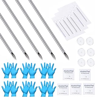 QWALIT Piercing Needle Kit - Ear & Belly Button Piercing Set 20G, 18G, 16G, 12G, 14G