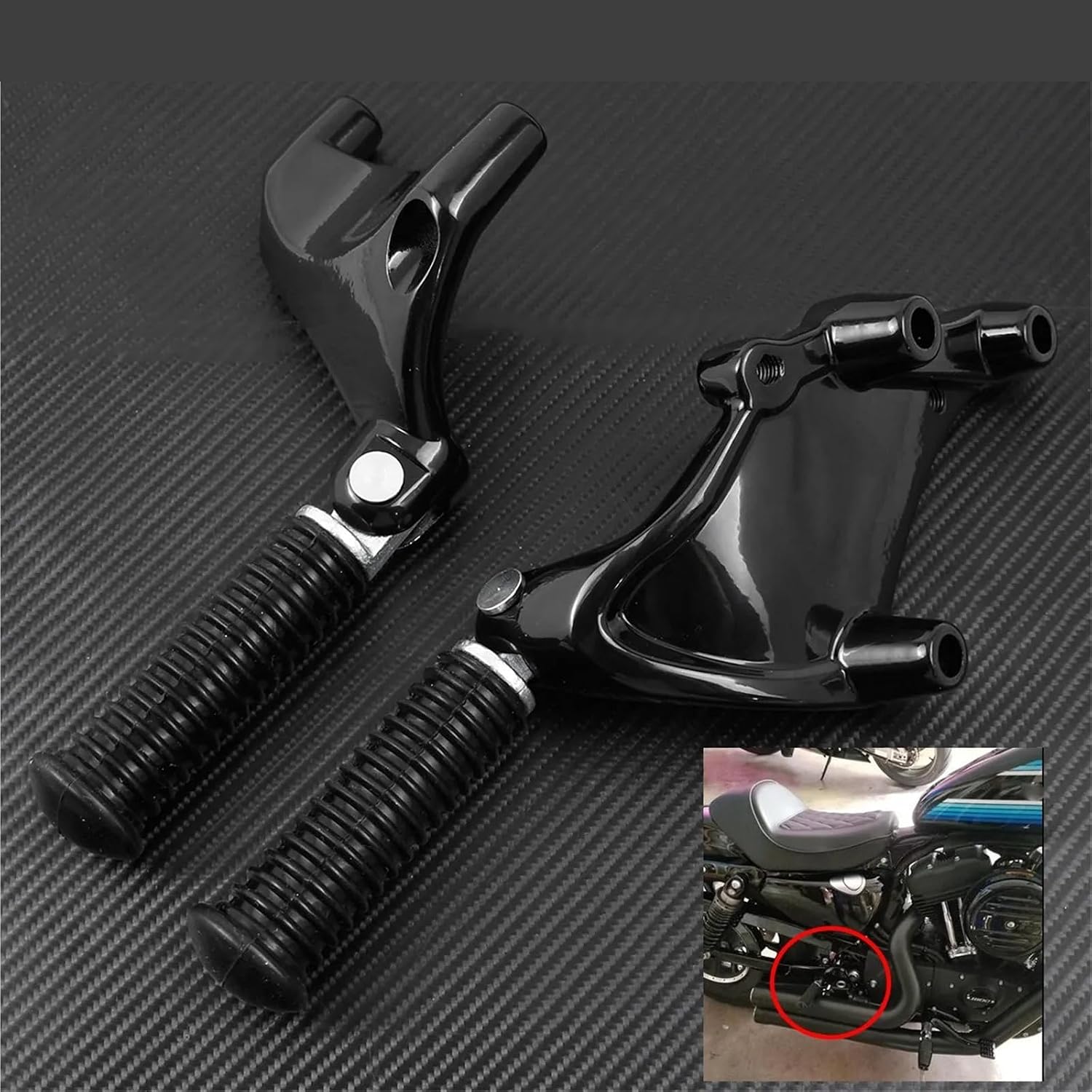 Compatible for Harley Sportster Iron 883 1200 XL 48 72 Superlow 2014-2021 Motorcycle Rear Passenger Foot Pegs Mount Black Pedal
