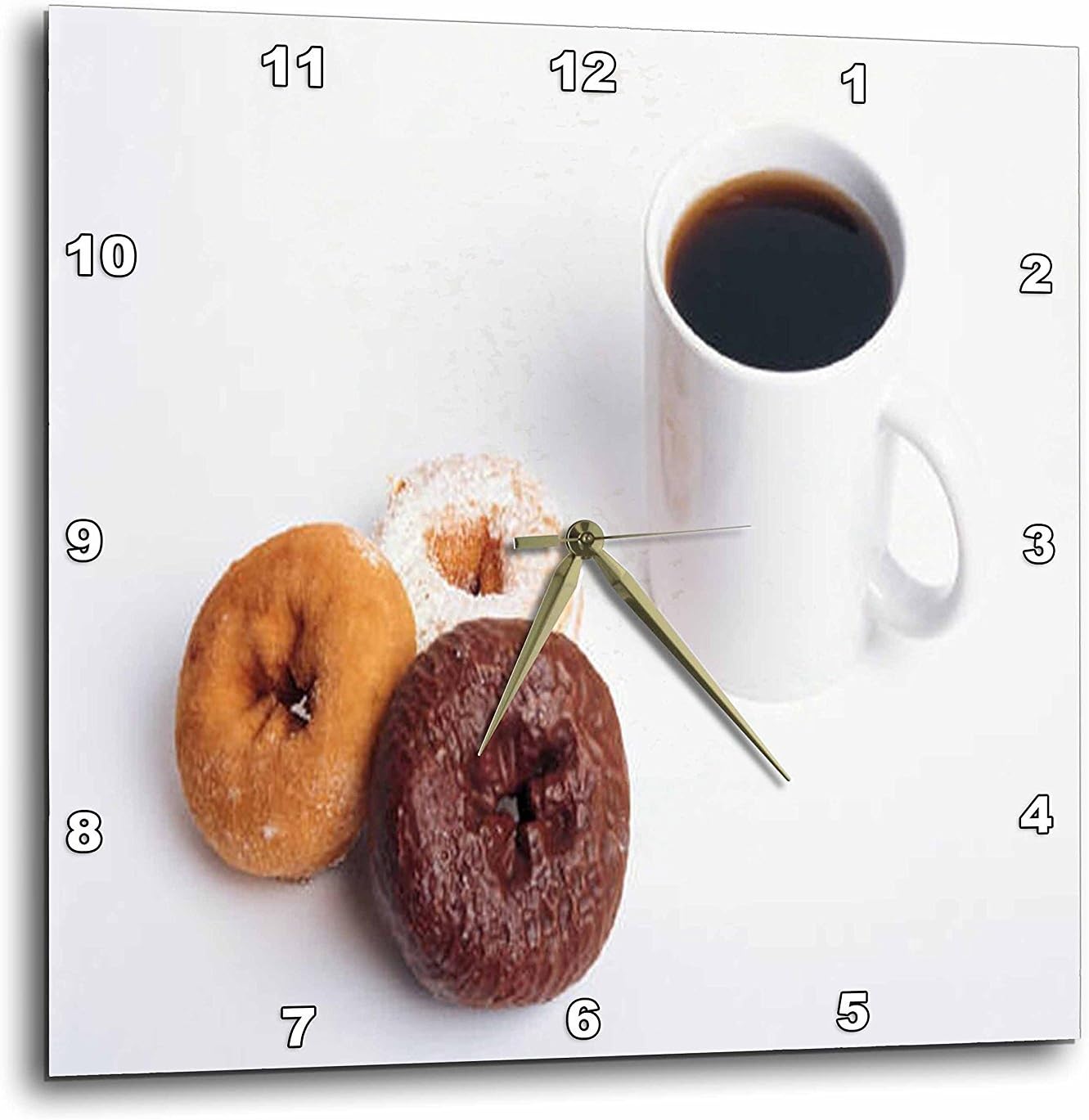 3dRose DPP_19972_1 Donuts N' Coffee Wall Clock, 10 by 10-Inch