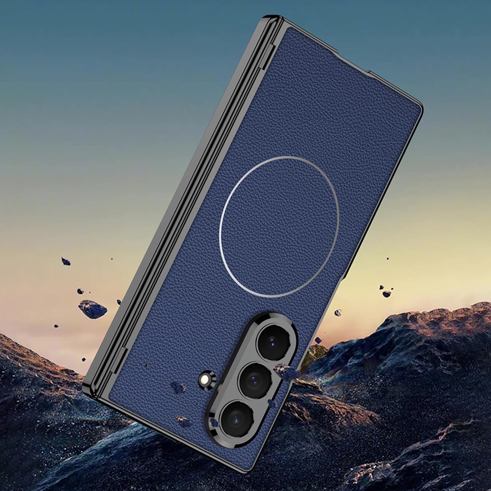 Custodia magnetica per Samsung Galaxy Z Fold 8 Ultra, copertura lente in pelle di lusso