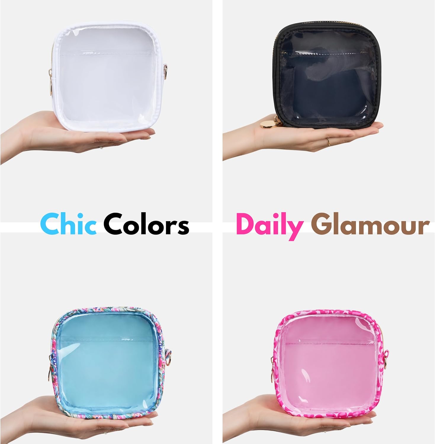 Yarnic Clear Makeup Bag for Purse Mini Makeup Bag Small Cosmetic Pouch for Women Cosmetic Organizer Travel Case, 2 Pack - Image 7