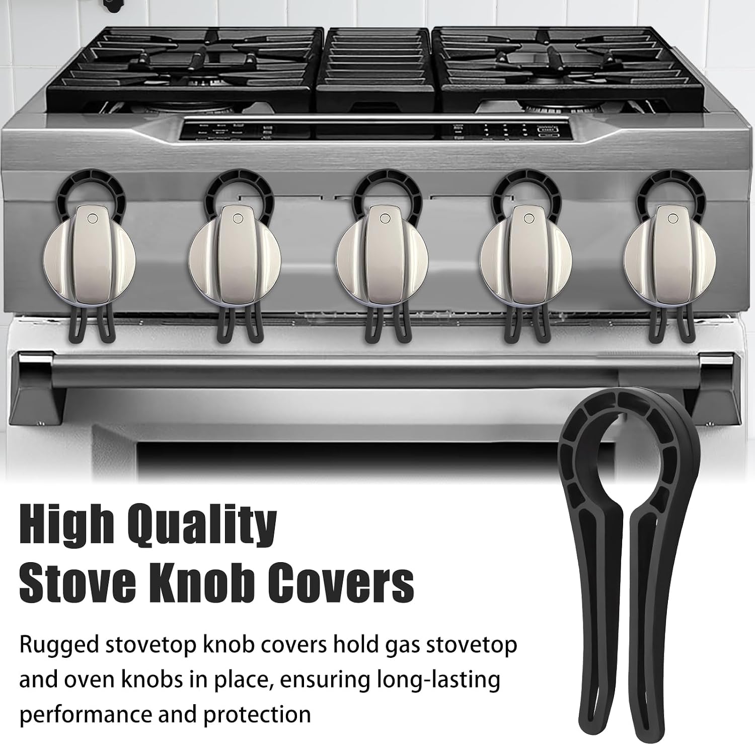 Stove Knob Safety Locks – Gas Stove Oven Knob Safety Covers –Child and Pets Proofing Locks (5 Pack) Black
