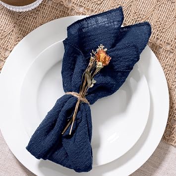 Cloth Napkins Navy Blue Cotton Linen Napkins Cloth Bulk Set of 10