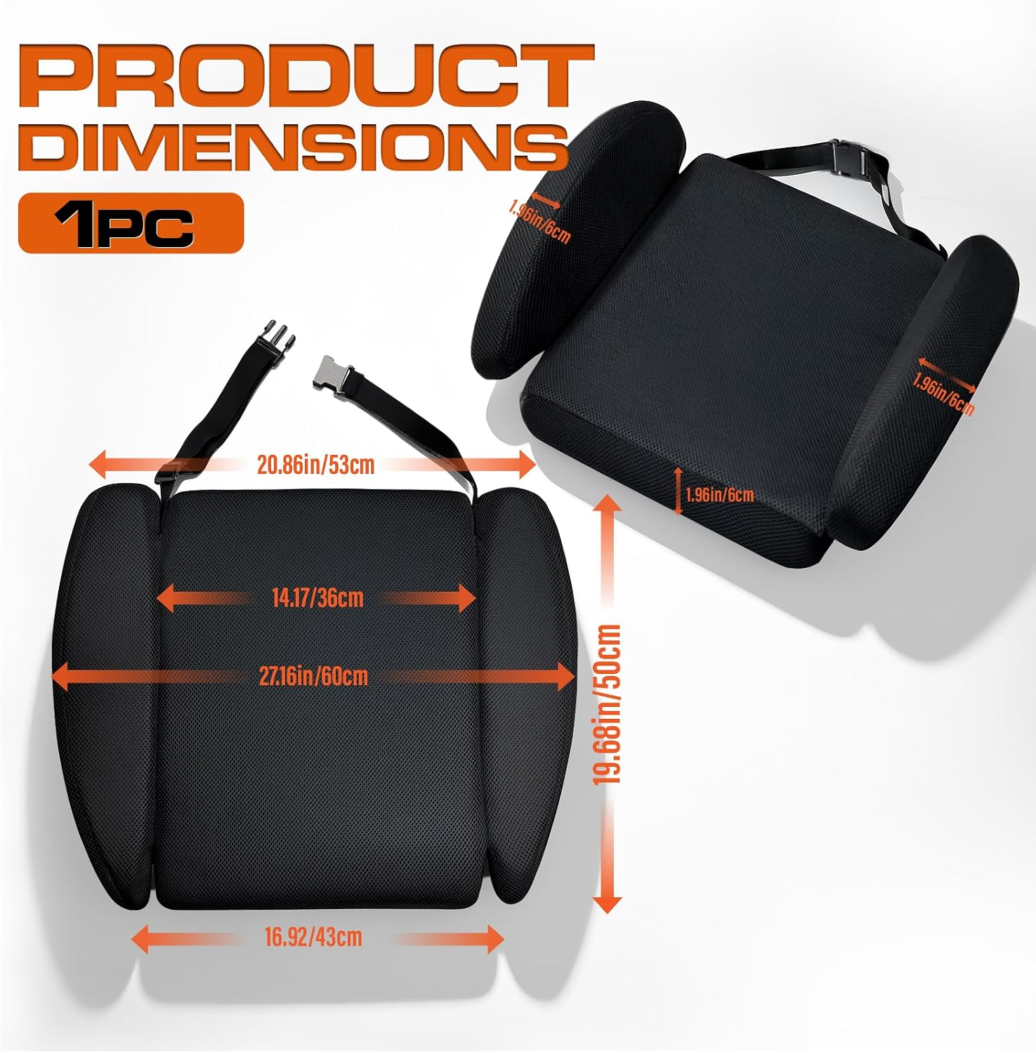 Gaming Chair Cushion, Extra Large Wide Memory Foam&High-Density Foam Seat Pad, Breathable Mesh,Tailbone Pain Relief, Non-Slip Bottom with Strap, Washable Cover for Long Sitting Gamers Office Chairs