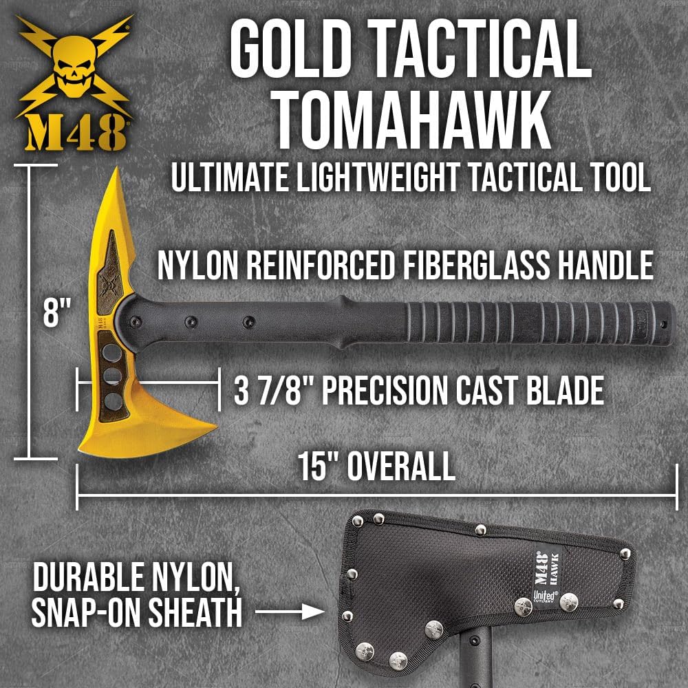 M48 Steel Mistress Tactical Tomahawk with Sheath - Cast 2Cr13 Stainless Steel Head, Blade and Penetrating Spike, Fiberglass and Nylon Reinforced Handle, Perfect for Breaching - Length 15 1/2"
