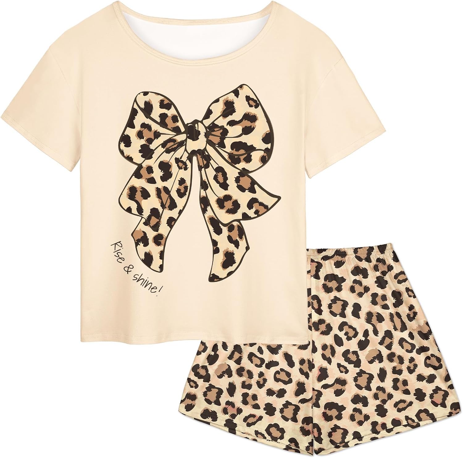 Play Tailor Girls Pajamas for Kids 2 PCS Summer Pjs Set Short Sleeve Top Sleepwear for Teen Girl 4-15