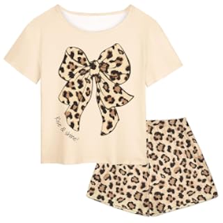 Play Tailor Pijamas para niñas de 2 piezas, juego de ropa de dormir de verano de manga corta para niñas adolescentes de 4 a 15 años | Loose Fit, Soft Comfortable Stretch Fabric, Elastic Waistband Shorts, Cool for Summer, Perfect for Slumber Party Daily Wear
