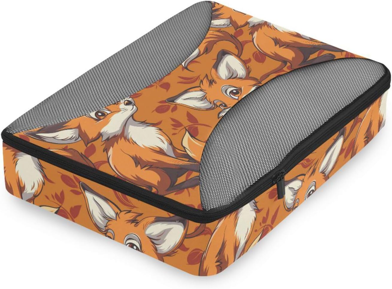 Cartoon Orange Fox 4 Pcs set organizer bags for Mesh Travel Essentials expandable packing cubes compression