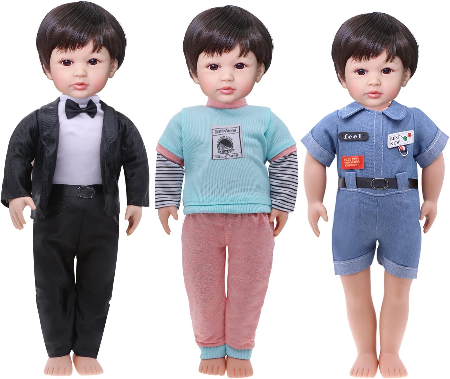Voccim18 Inch Boy Dolls Clothes Outfits - Fashion Boy Doll Clothes with 3 Sets Black Tuxedo Business Suit Sportswear Daily Casual Wear Jacket Pants Clothing for Doll Accessories Girls Gift