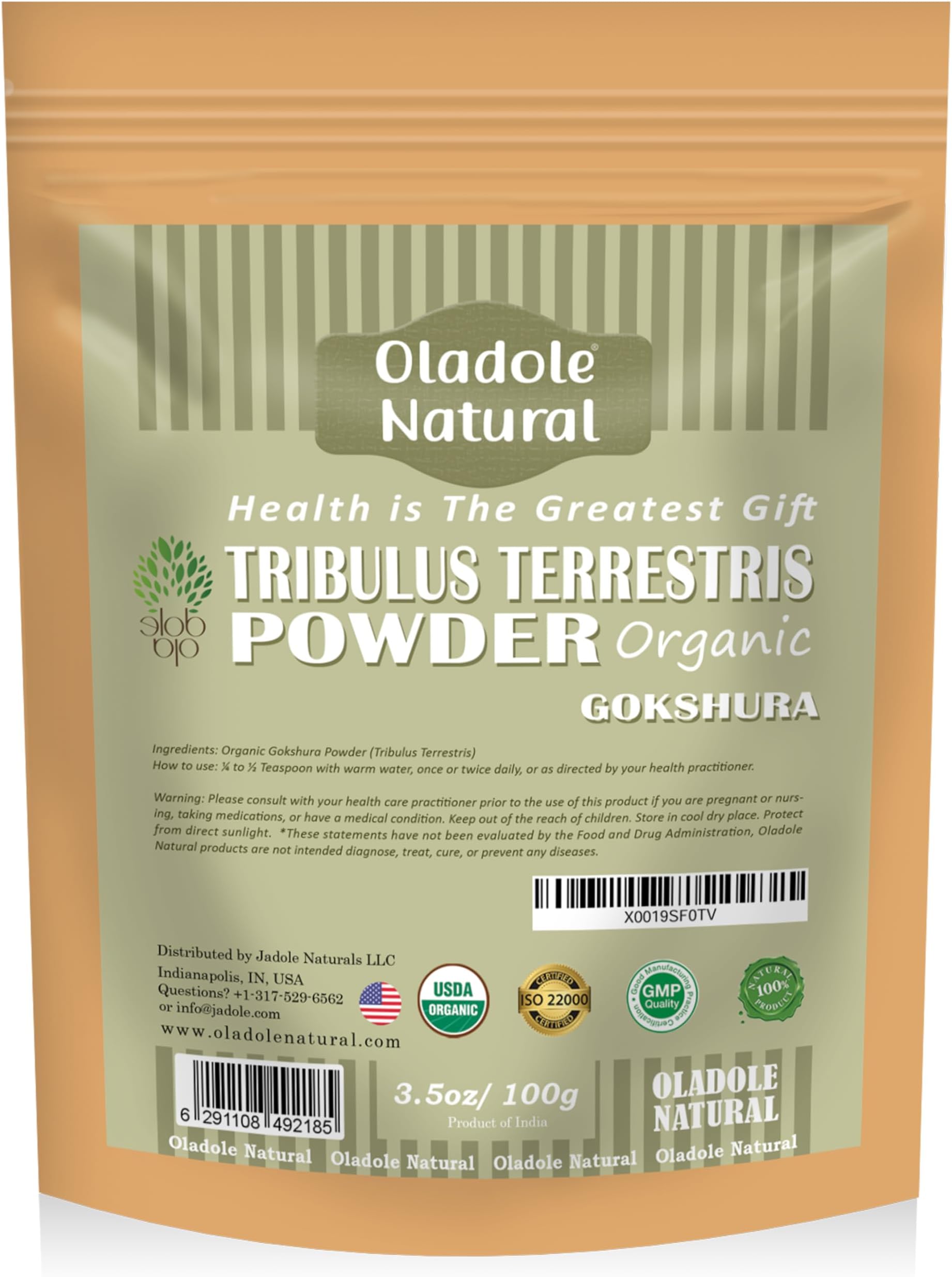Oladole Natural Organic Tribulus Terrestris powder - 100g | Supports Hormone Balance, Stamina, Libido Enhancement, Boost Energy, Vitality, Urinary Tract Health, Performance | Non-GMO, Gluten Free