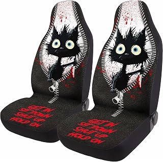 GENANY horror black cat two-piece front seat covers
