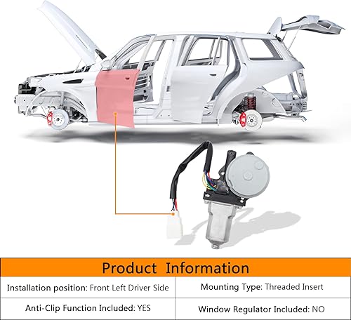 Miniatura 3 de Motor eléctrico de elevación de ventana de 5 pines compatible con Toyota Sequoia 2001-2007 y Toyota Tundra 2004-2006 lado delantero izquierdo del