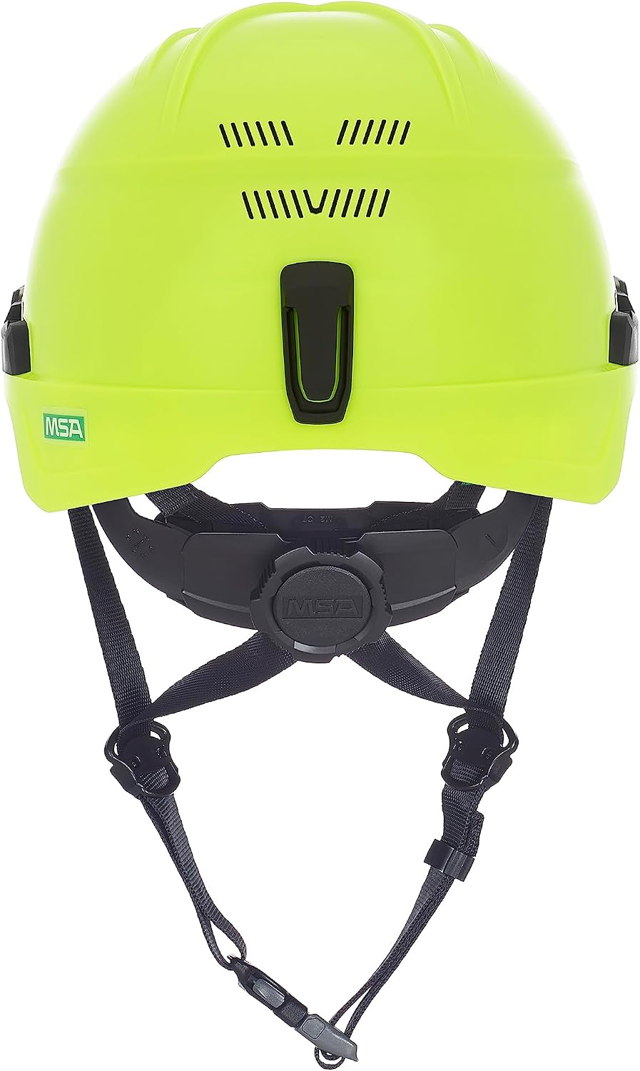 MSA H1 V-Gard Pro Safety Helmet with Fas-Trac III Ratchet Suspension and 4 Point Chinstrap | Low Profile, Push-Button Accessory Rail and Universal Lighting Clips