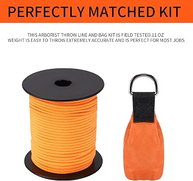 Arborist Throw Line Kit, Arborist Throw Weight and Line Kit, 164 Ultra Slick Polyester Rope and 11Oz Throw Bag, Arborist Equipment Suitable for High Limb Throwing