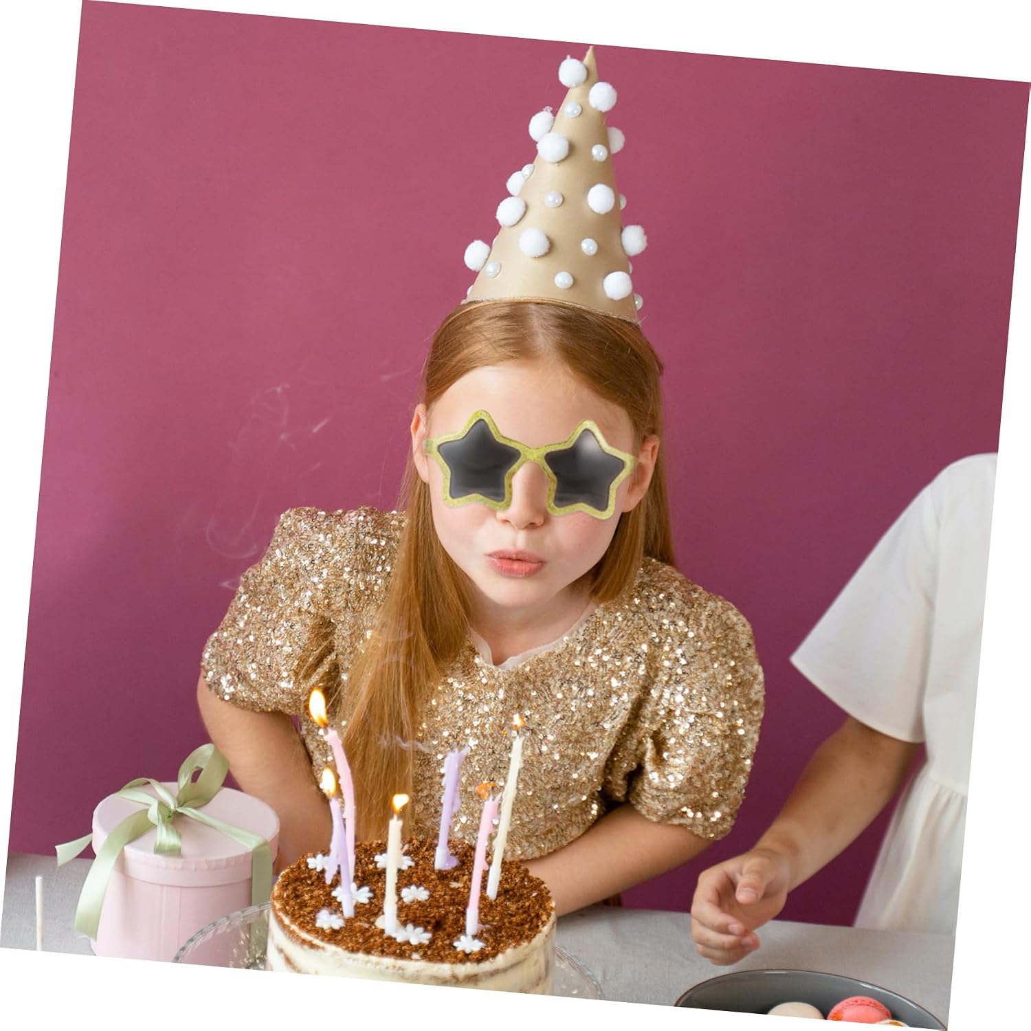 FRCOLOR Yellow Star Sunglasses for Kids Toddler Girls Boys Glitter Sparkly Party Favors Eyewear for Birthday Summer