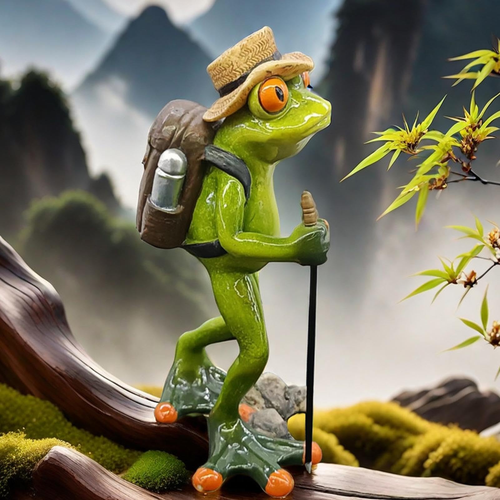 Statue Grenouille Escalade En Résine - Décoration Table Créative - Dimensions 10x8,8x16,5 Cm - Cadeau Original