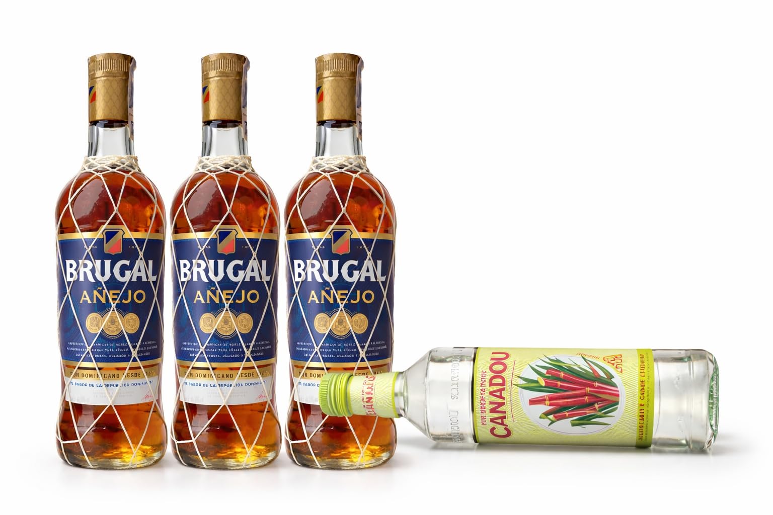 Pack 3x Ron Brugal Añejo 70cl + Sirope de Caña Canadou – Kit Completo para Mojitos y Cócteles – Ron Dominicano Envejecido