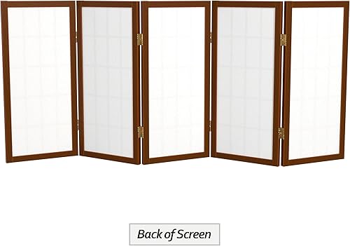 Miniatura 7 de Biombo portátil simple de 2 pies Biombo diseño Shoji clásico diseño japonés 4 anchuras 6 colores Madera Walnut