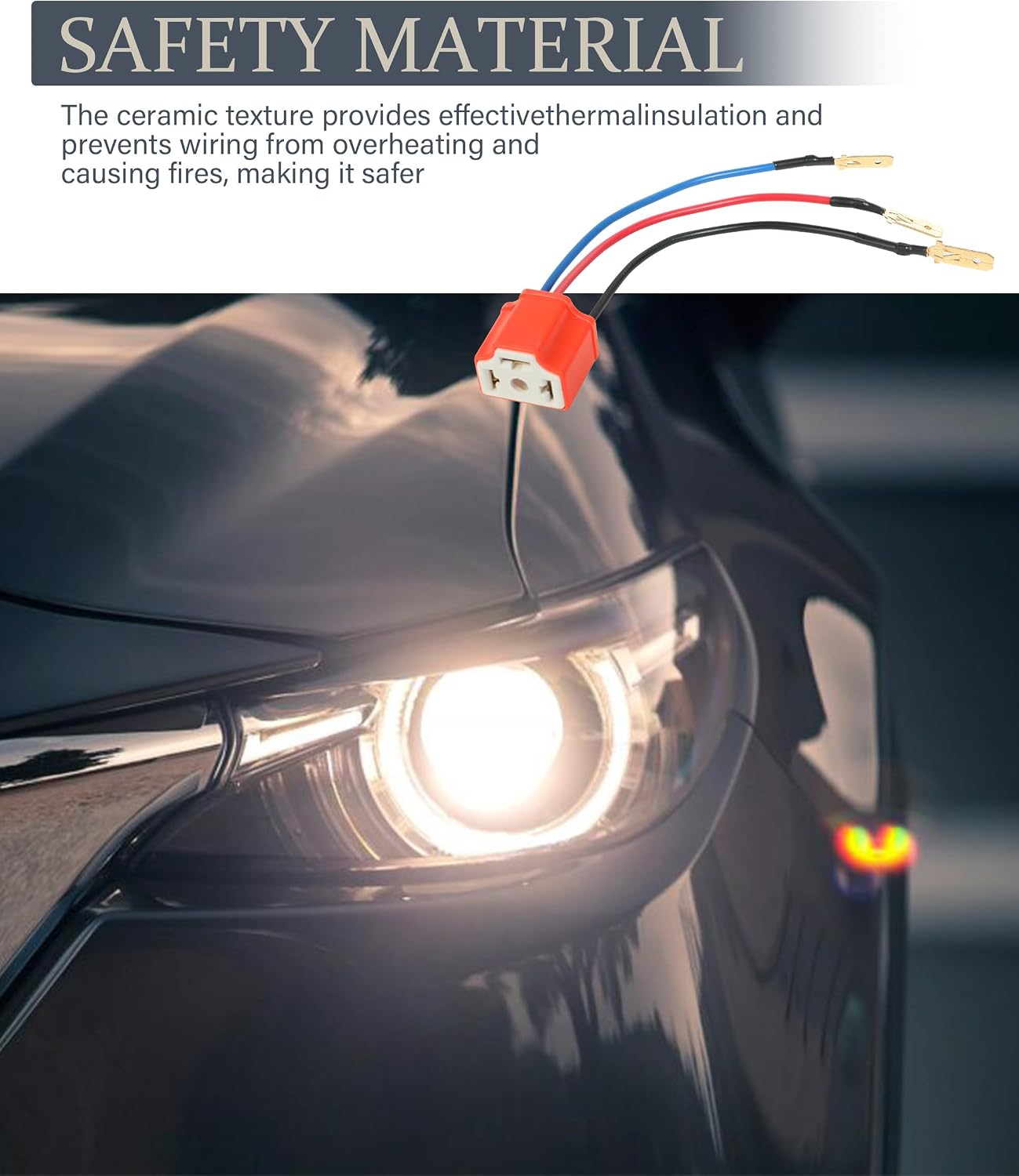 2PCS Wiring Harness Plug,H4 9003 HB2 Heavy Duty Ceramic Wiring Harness Sockets,Car Accessories Car H4/9003 Female Ceramic Headlamp,Female Connector for Truck Boat Headlights or Fog Lights