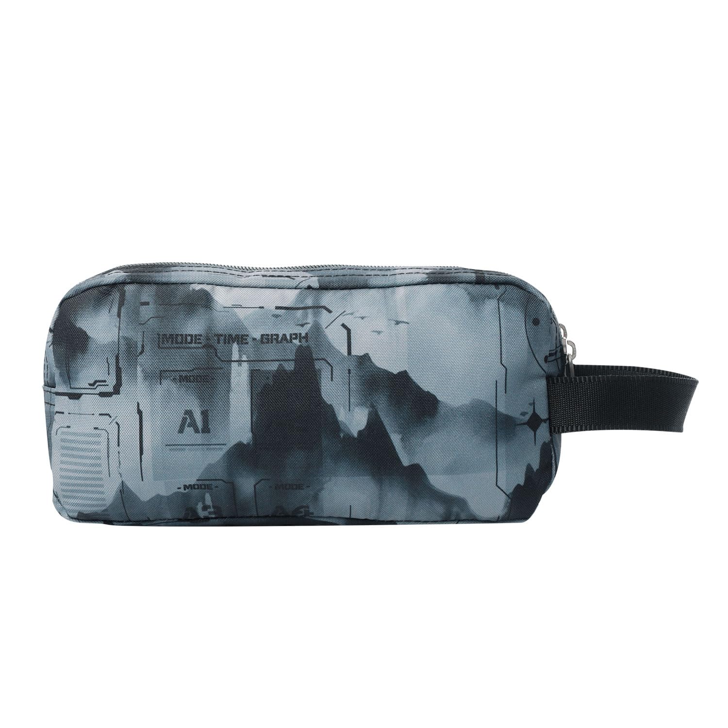 TOTTO - Astuccio scolastico a 3 scomparti, modello Agapec, astuccio grande, dimensioni 23 x 11,5 x 10,5 cm, manico laterale, manici ergonomici in PVC, tessuto resistente, stampa digitale Hill