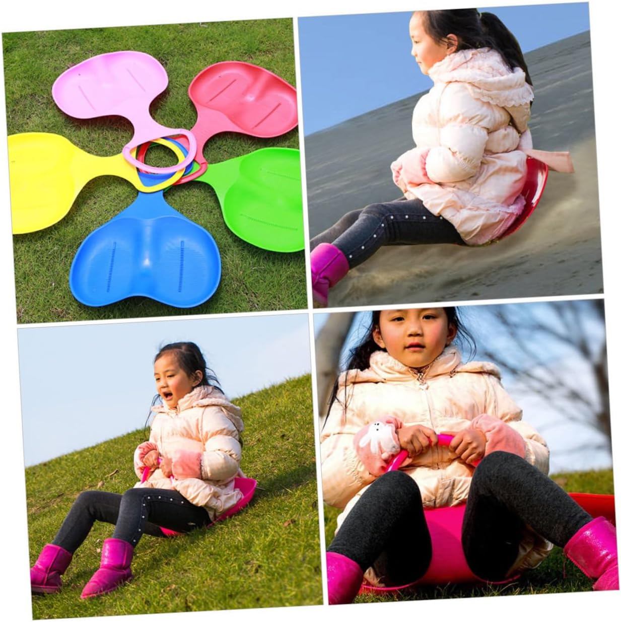 Snow Grass Sand Board Set Boys and Girls Sleds Bum Slider for Family Skiing Random
