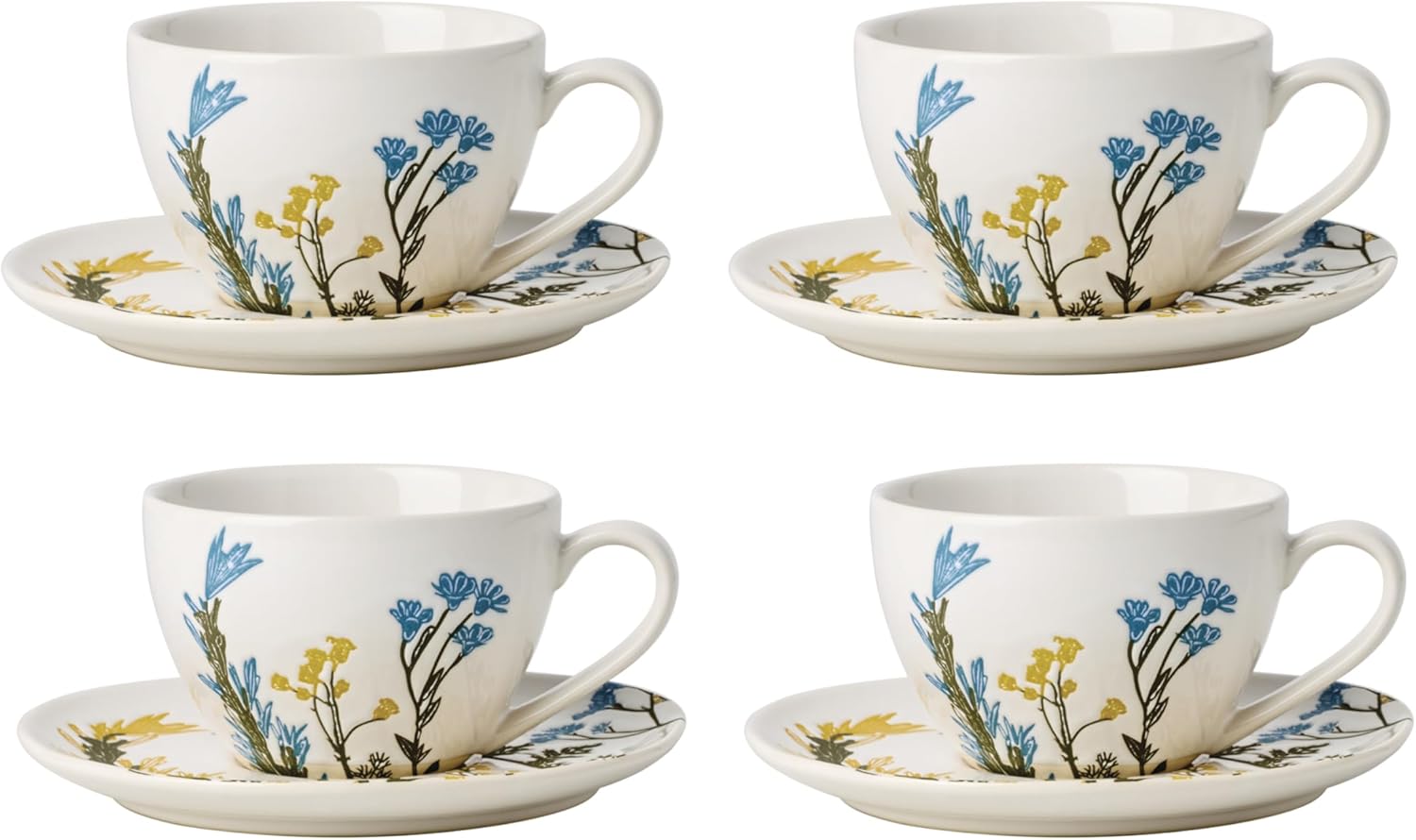 Lenox 898386 Wildflowers Tea Cup & Saucer, Set Of 4