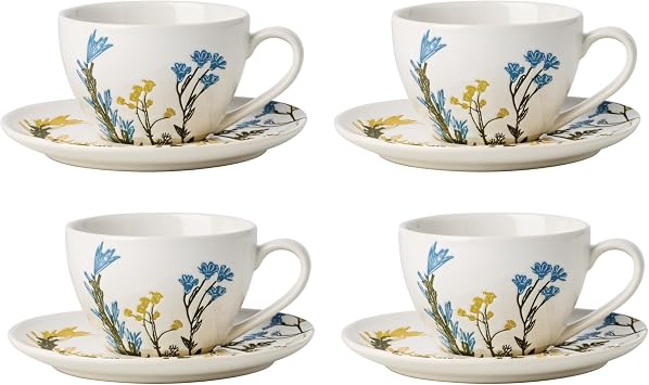 Lenox 898386 Wildflowers Tea Cup & Saucer, Set Of 4