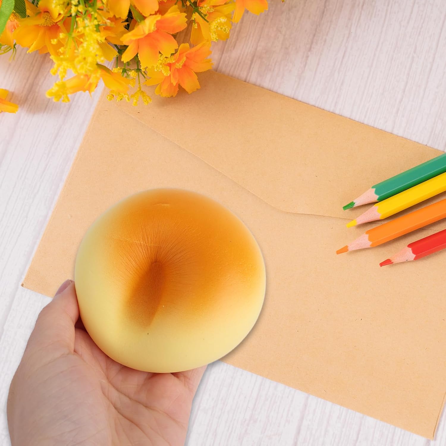 Bread Slow Rising Squishy Toy, Round Realistic Toast Shaped Sensory Fidget Toy with Silky Texture for Adults Relaxation