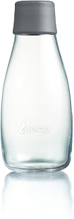 Retap Botella 0.3 con Caja Regalo de cartón certificada FSC, Vidrio de borosilicato, Gris, 68 mm