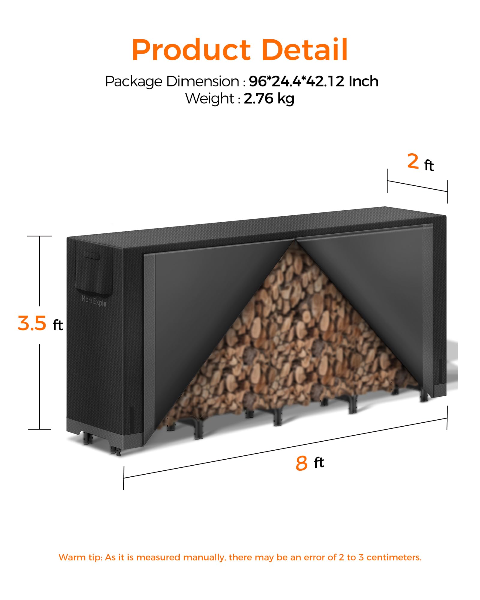 Amazon.com: Mars Explo 8ft Firewood Rack Outdoor with Cover, Heavy