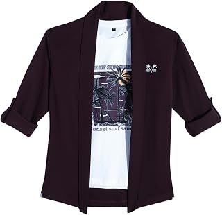 CAVIO Boys Full Sleeves Solid Shrug with T-Shirt Price In India
