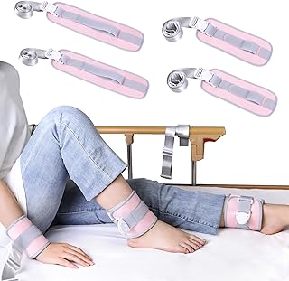 Medical Restraint Band, Bed Restraints for Elderly, Ankle and Wrist Restraints for Seniors with Dementia, Bed Restraint with Adjustable Buckle for Queen Size Bed(Pink-4Pcs)