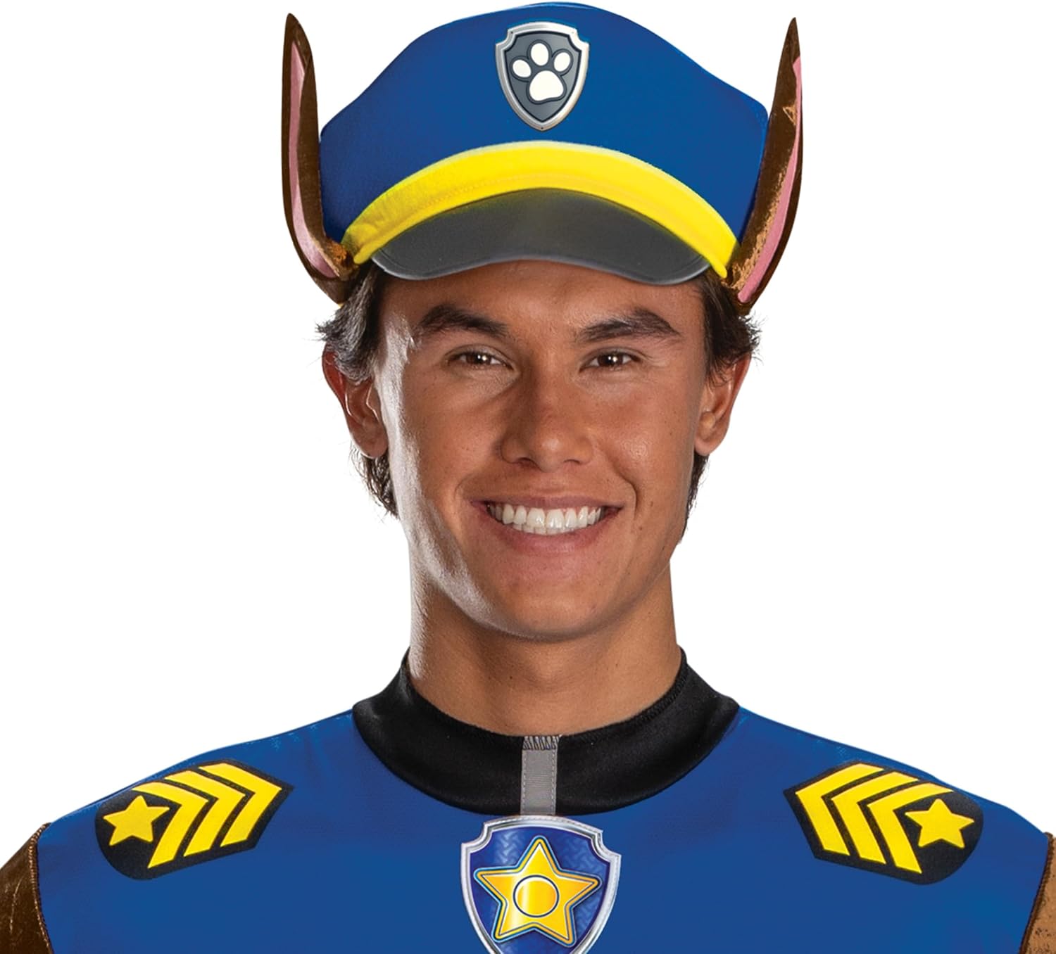 Paw Patrol Chase Costume for Adults, Official Paw Patrol Chase Costume Outfit with Headpiece and Tail