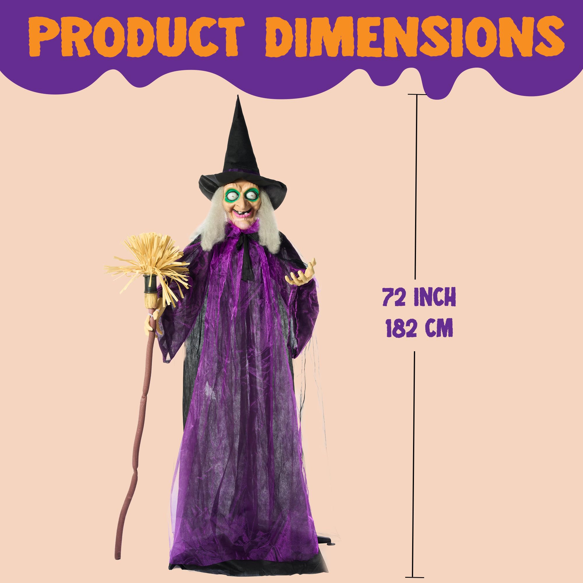 JOYIN animierter Halloween-Decoration mit LED-Augen und Geräuschen, gruselige Dekoration für Außengebiet oder Spukhaus