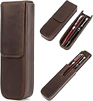 Vista 31 de Estuche Superior de Cuero Genuino de Grano Superior con 3 Ranuras para Lápices/Bolígrafos, Diseño de Moda Sólido Sin Logo, Hecho a Mano, Cierre