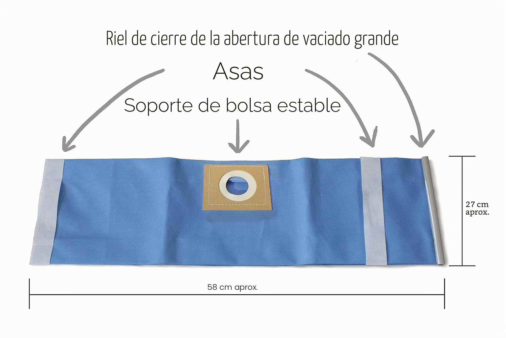 Bolsa de filtro reutilizable | Saco colector de suciedad para aspiradora en seco y húmedo + aspirador industrial (20 litros//apertura de bolsa de 55 mm para Bosch AdvancedVac 20)